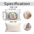 thumbnail image 4 of Throw Pillow Covers 12x20 Inch Easter Bunny Lumbar Farmhouse Cotton Linen Watercolor Eggs Case Home Oblong Cushion Cover for Sofa (Wreath) Green L-01, 4 of 6