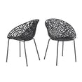 thumbnail image 3 of Christopher Knight Home Modern Outdoor Dining Chairs, Openwork Design, Black, Set of 2, 3 of 12