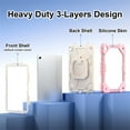 thumbnail image 3 of Rugged Hybrid Case For Samsung Galaxy Tab A9 8.7" SM-X110/X115/X117 tablet, with Built-in Kickstand 360° Rotating Handstrap Crossbody Shoulder Strap Shockproof Heavy Duty Case, Rose Gold+Beige, 3 of 8