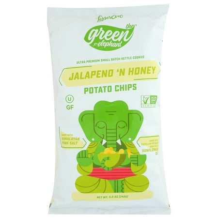 Lesserevil The Green Elephant Jalapeño ‘N Honey Potato Chips, 5 Oz.