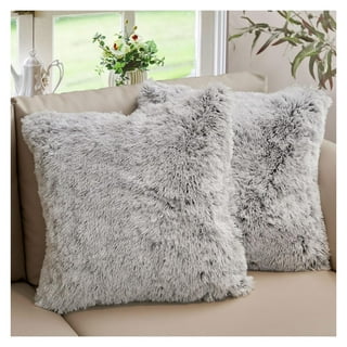 White shaggy pillows sale
