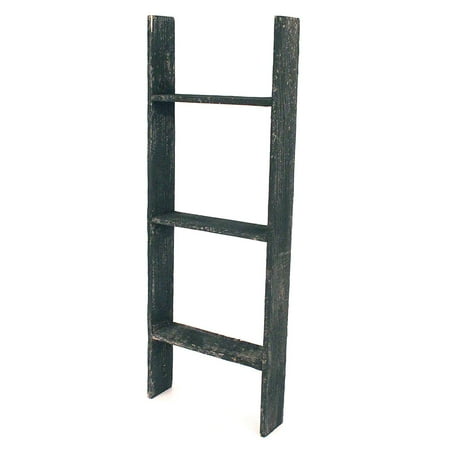 Mount Boarding Ladder - BarnwoodUSA Rustic Farmhouse Blanket Ladder - Our 3 ft Ladder can be Mounted Horizontally Vertically is Crafted from 100% Recycled Reclaimed Wood | No Assembly Required | Black