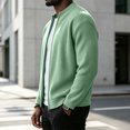 thumbnail image 3 of Mens Full Zip Cardigan Sweater Casual Mock Neck Ribbed Knitted Winter Chunky Sweaters, M, 3 of 5