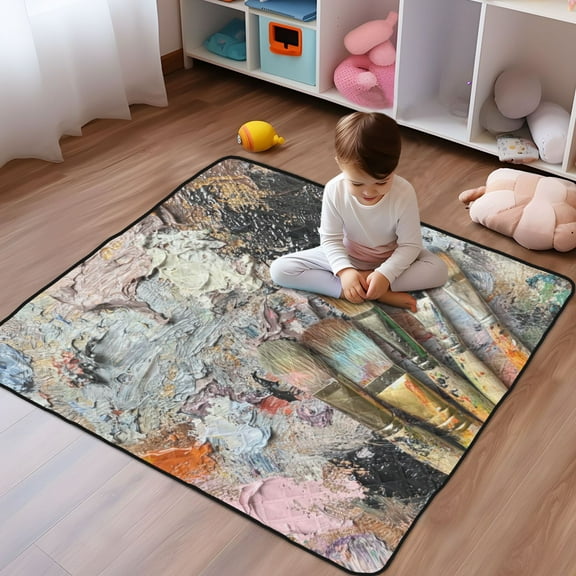 WOBOGO Artistic Sense Baby Playmats Extra Large Waterproof Rollable Activity Pads for Toddlers 50×50inch
