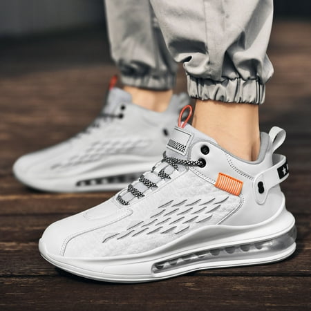 

1 Pair Men s White Casual Lightweight Breathable Anti-slip Sneakers Air Cushion Running Shoes For Outdoor Running