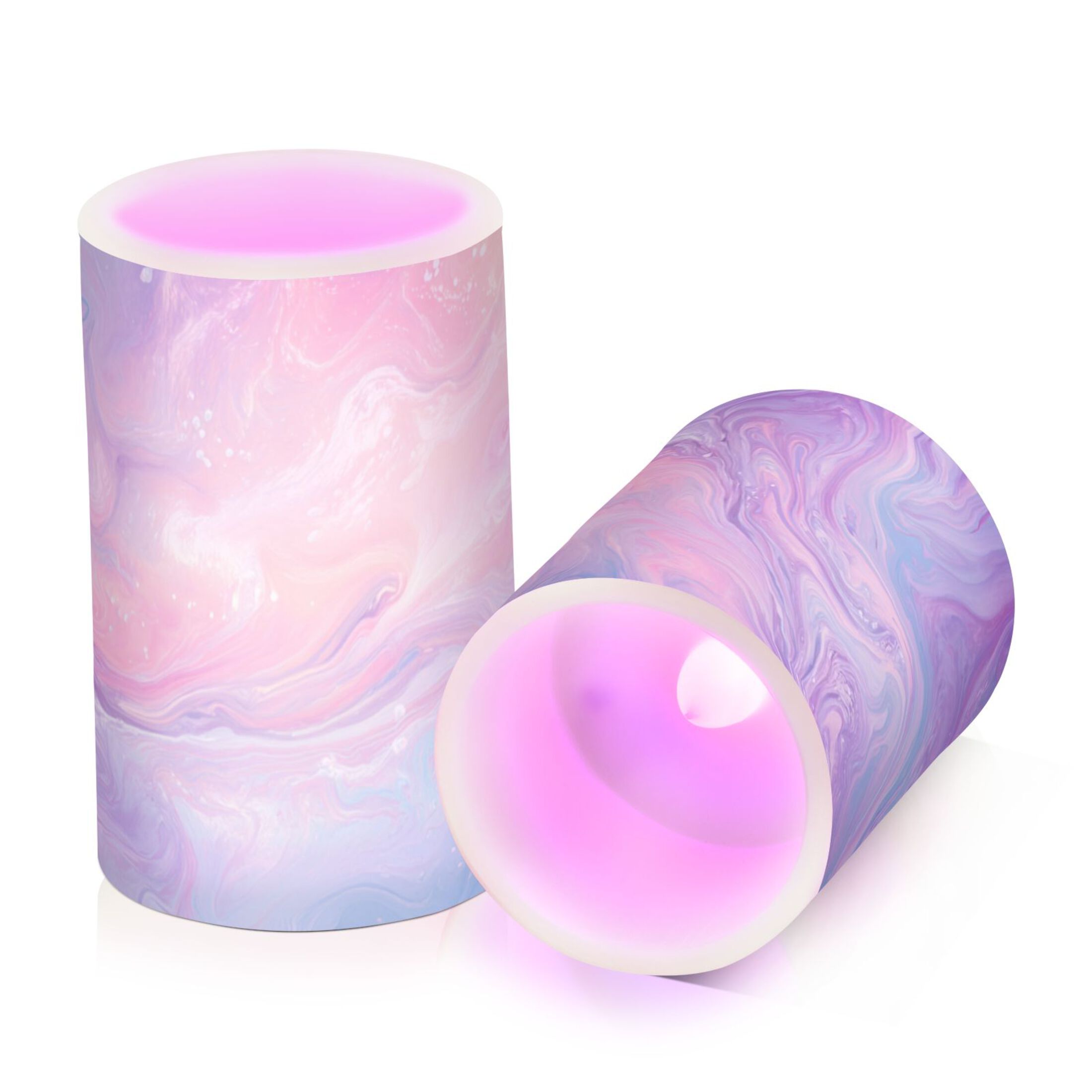 Mixture Colored with Purple Blue Pink Flickering Flameless Candles LED Tealight Battery Operated with Remote Set of 2 Holiday Decor Ornaments