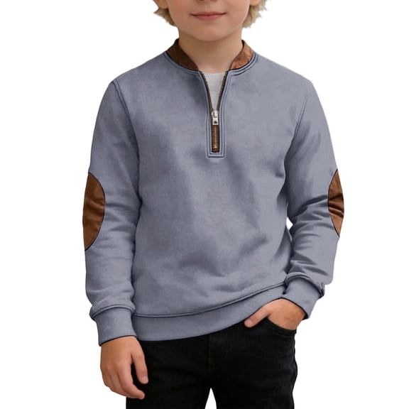 WOYY Sweatshirts for Boys Casual Half Zip Pullover Tops Fall Winter Clothes, Sizes 4-17