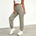 thumbnail image 5 of ZHYou No Boundarie Women's Cargo Pants with Flat Pockets Casual Cuffed Leg Drawstring Elastic Waist Jogger Pants with Pockets,Gray,Size L, 5 of 6