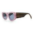 thumbnail image 6 of Womens Squared Rectangle Frost Matte Thick Temple Plastic Mod Sunglasses Pink - Black, 6 of 8