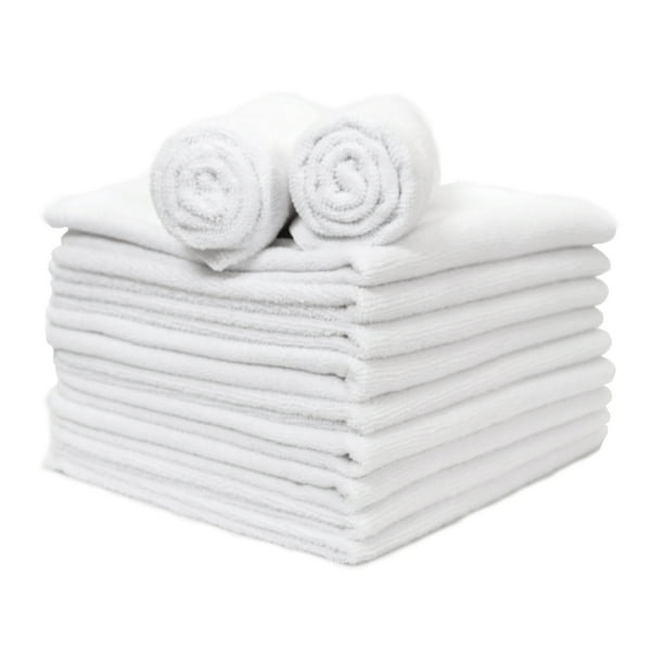 12 Pack Of Microfiber Hand Towels 16 X 27 White Absorbent Quick Drying Walmart Com Walmart Com