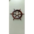 thumbnail image 4 of Nautical Wooden Ship Steering Wheel Decor Brown Handle 18", 4 of 6