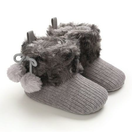 

Puloru Newborn Warm Solid Color Anti-Slip Prewalker Cotton Boots for Kids