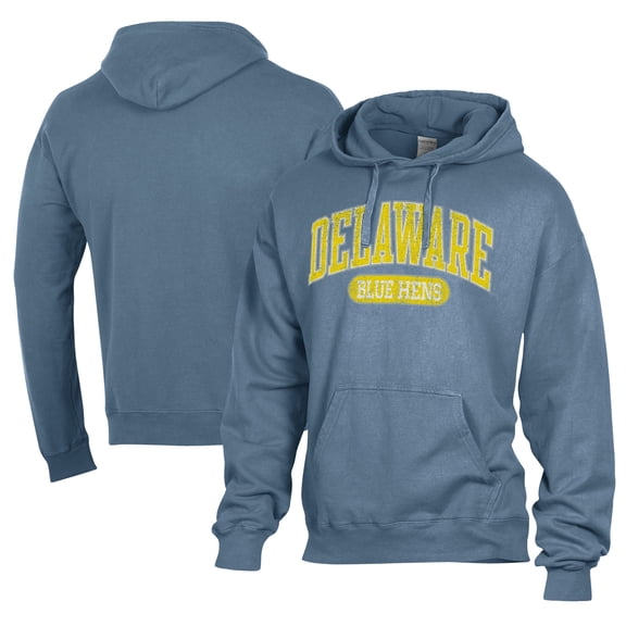 Men's Comfort Wash  Blue Delaware Fightin' Blue Hens Lightweight Fleece Pullover Hoodie