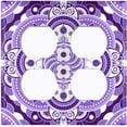 thumbnail image 3 of Metal Light Switch Plate Cover Mandala Purple White Floral Tile Pattern MDL085, 3 of 13