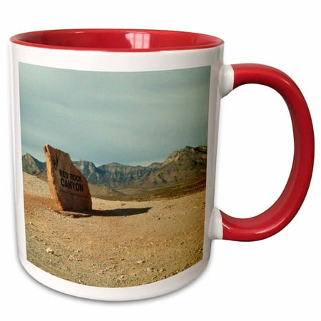 3dRose Welcome to Red Rock Canyon Sign Carved in Stone - Two Tone Red Mug,