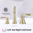 thumbnail image 2 of Brushed Gold 8-Inch Widespread Bathroom Sink Faucet, 2-Handle, 360° Swivel Spout, Pop-Up Drain Assembly & cUPC Hoses, 2 of 7