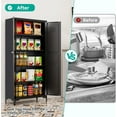 thumbnail image 7 of SISESOL Metal Storage Cabinet with Doors and Shelves,Black Storage Cabinet with Leg,Metal Pantry Cabinets,Ventilated Pantry Closet,Tall Large Cupboard for Home,Kitchen,Dining/Living/Laundry Room, 7 of 7