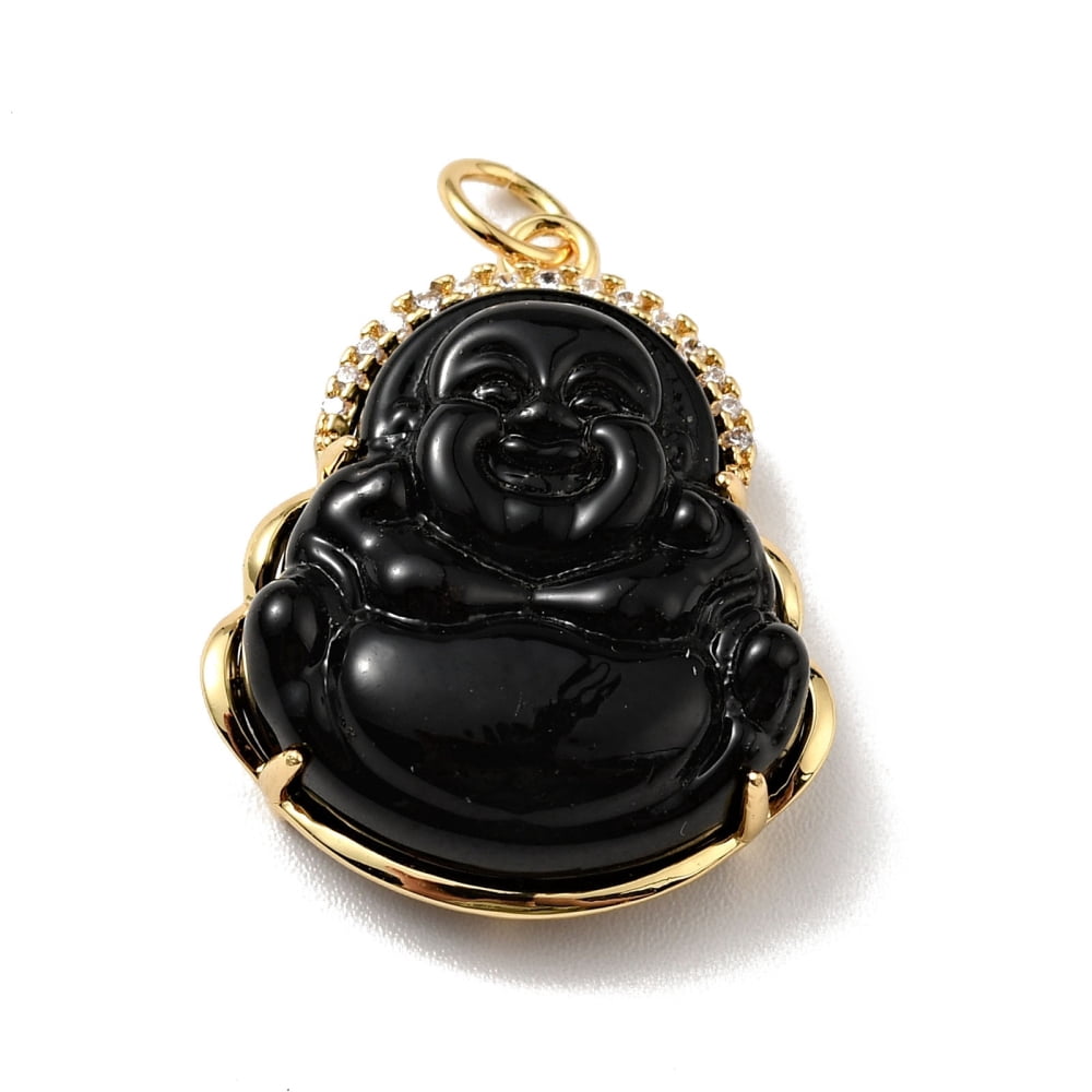 Natural Dyed Jade Pendants with Rack Plating Real 18K Gold Plated Brass Findings and Jump Ring Laughing Cadmium Free & Nickel Free & Lead Free 24x19x7.5mm Jump Ring: 5x0.7mm Hole: 3.4mm 10pc