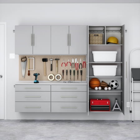 Prepac HangUps 90" Storage Cabinet Set H, 5 Pieces, Light Gray