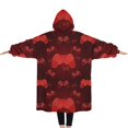 thumbnail image 2 of Oversized Wearable Blanket Hoodie,Red Controllers Games Icons Black Pattern Sherpa Blanket Hoodie with Super Pockets,Super Warm Fuzzy Pullover for Women & Men, 2 of 6