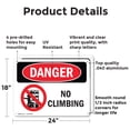 thumbnail image 2 of (2 Pack) No Climbing OSHA Danger Sign 24 Inch X 18 Inch Indoor / Outdoor Rust-Free Aluminum Metal Signs for Workplace, Workshop, and Construction Site, Made in the USA, 2 of 8