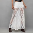 thumbnail image 2 of DHFJKG Women's Lace Sheer Maxi Skirts Floral A-Line Ruffle Boho Gothic Long Skirts See Through Trendy Skirt, 2 of 4