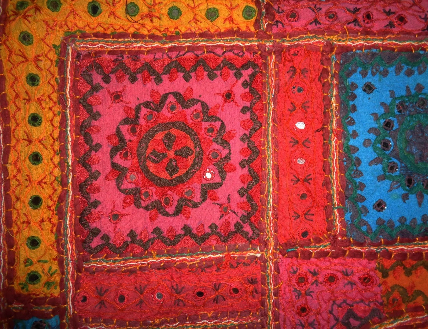Tugana Craft Boho Banjara Door Valance, Multicolored Beaded Patchwork Embroidered Tapestry