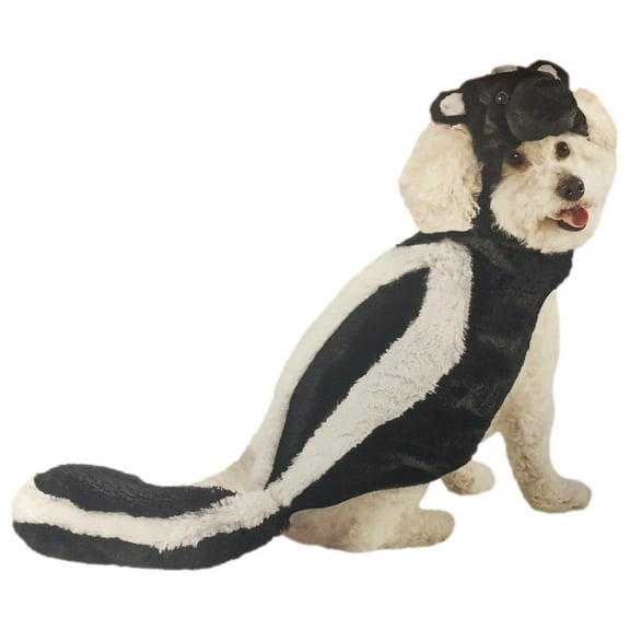Plush Black Skunk Dog Costume 1PC Halloween Pet Attire Medium