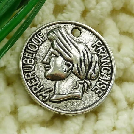 K-KED 39 Pcs Tibetan Silver Coin Charms Pendant 27MM S2587 DIY Delicate Jewelry Making