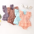 thumbnail image 1 of Vêtements pour Nouveau-Né Fille, Barboteuse à Volants en Coton Uni, Combinaison à Manches Courtes, Tenue, 1 of 5