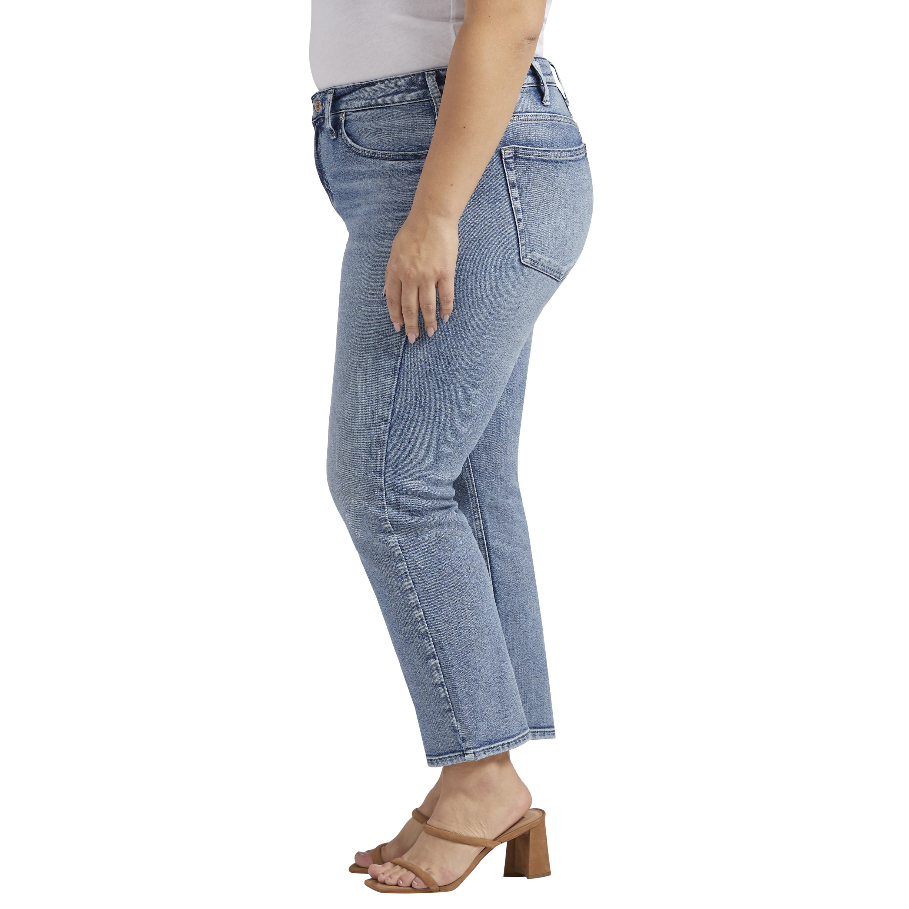 Silver Jeans Co. Plus Size Most Wanted Mid Rise Ankle Straight Leg Jeans , Waist  Sizes 12-24 