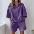 thumbnail image 2 of CheerKidz Womens Summer Casual Solid Color Short Sleeve Top and Shorts Set Comfortable Two Piece Outfit, 2 of 6