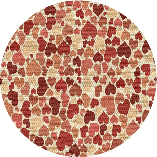 Ahgly Company Tapis Rond Lavable en Machine Intérieur Transitionnel Rouge Lave, 6 Pieds Rond