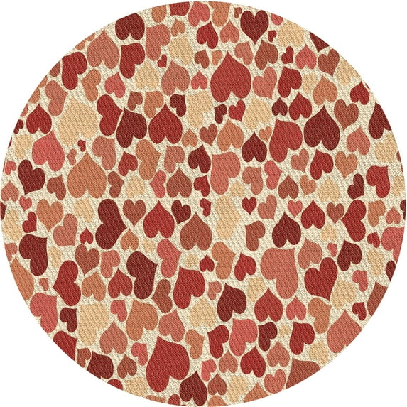 Ahgly Company Machine Washable Indoor Round Transitional Lava Red Area Rugs, 8' Round