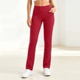 thumbnail image 2 of Straight Leg Leggings High Waisted Yoga Pants Casual Lounge Tummy Control Soft Workout Pants Solid Color Stretch Dress Pants with Pockets, 2 of 9