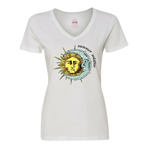 Inktastic Summer Solstice Sun and Moon Women's V-Neck T-Shirt