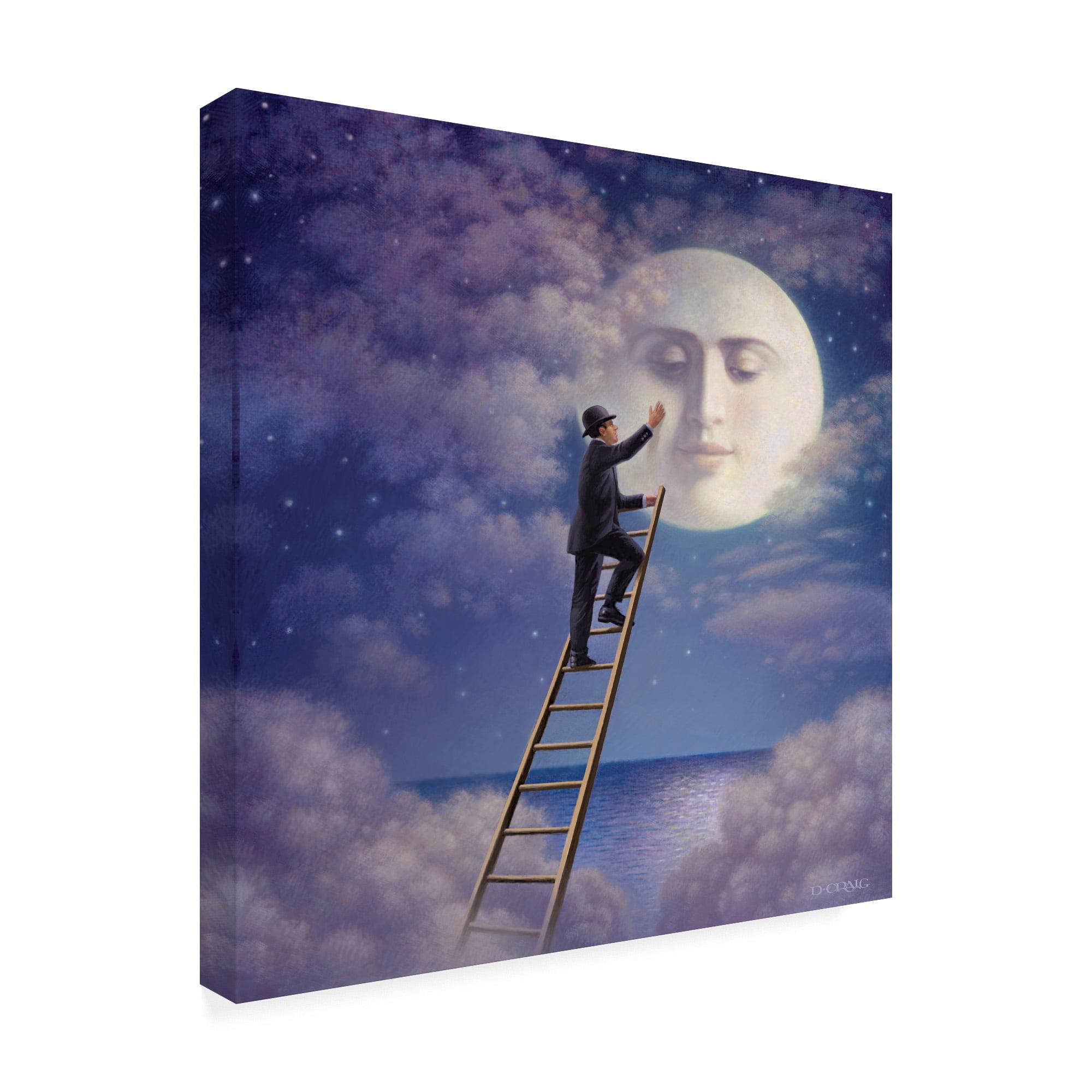 Trademark Fine Art 'Man With Moon' Canvas Art by Dan Craig