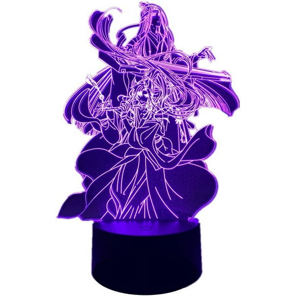 Acrylic Mo Dao Zu Shi Anime Illusion Lamp Wei Wuxian LAN Wangji Figure 3D Night Light USB 7 Color Touch/Remote Control 16 Colors Changes Bedroom Decor Bedside Lamp Kids Gift A30-370