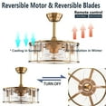 thumbnail image 4 of 18inch 40W Industrial Indoor Cage Ceiling Fan Chandelier Gold w/ Remote Control, 4 of 15