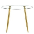 thumbnail image 4 of Golden Metal Legs Table With 40 Inch Diameter Mirrored Glass Tabletop Dining Transparent Top, 4 of 6