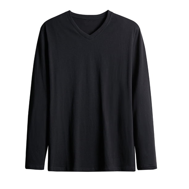 pstuiky camisas de manga larga para hombre, Blusas de cuello en V de manga larga holgadas, informales, cómodas y lisas para hombre Tops casuales para hombres xl