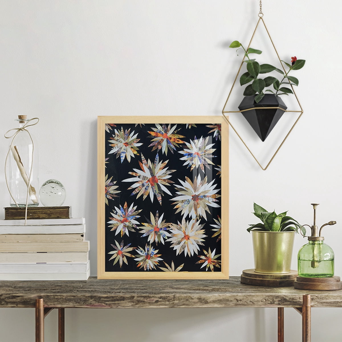 Starburst Too II - Framed Print w/glass - Natural Wood