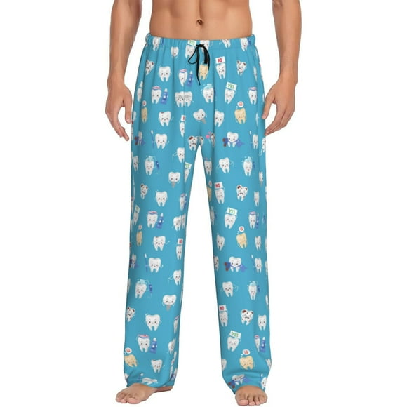 Fotbe Healthy And Ill White Teeth Pantalones de Pijama para Hombre, Pantalones de Dormir, Pantalones de Casa con Cintura Ajustable y Bolsillos-Small