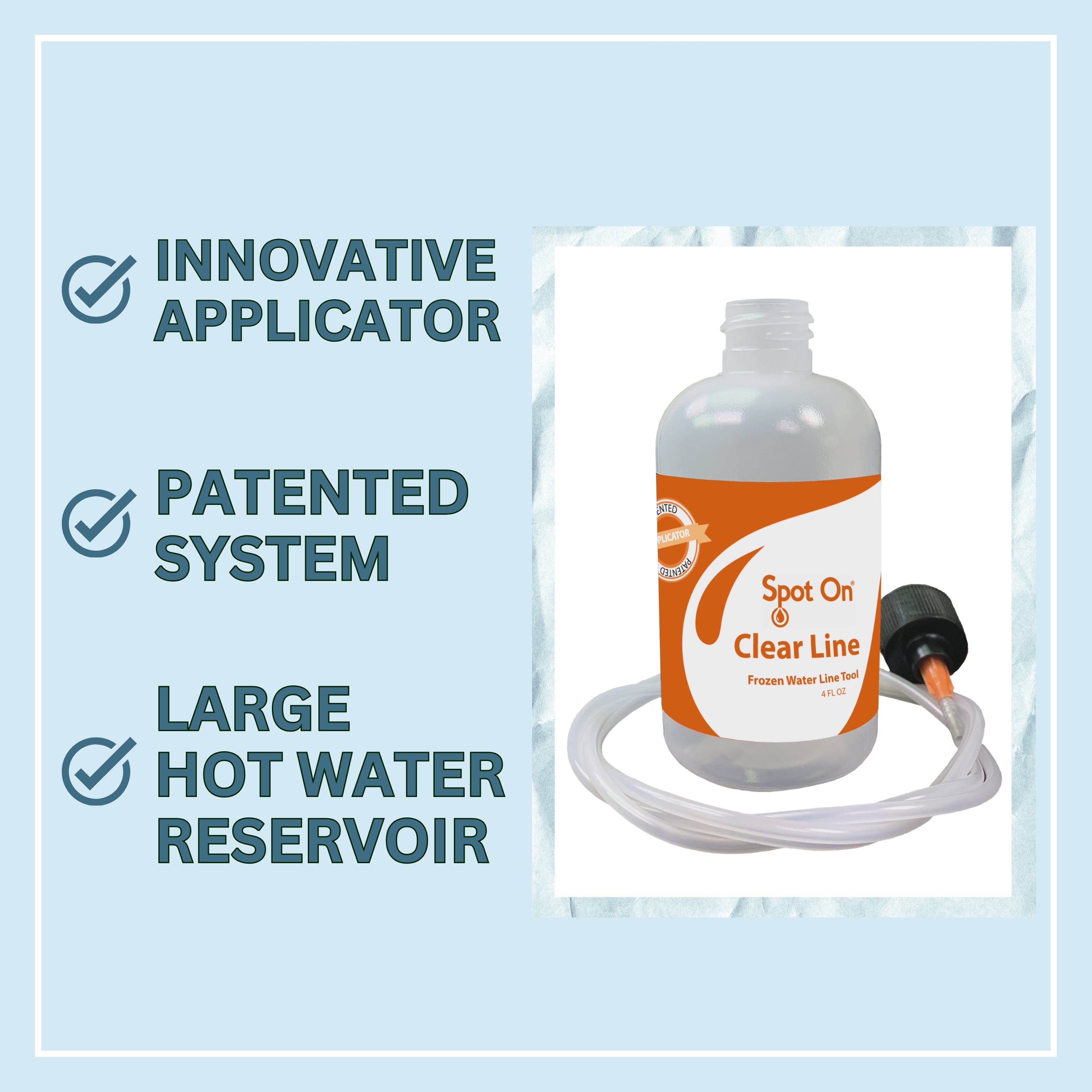 Clear Line Refrigerator Frozen Water Line Tool - Patented Innovative New System Model #PN004CL