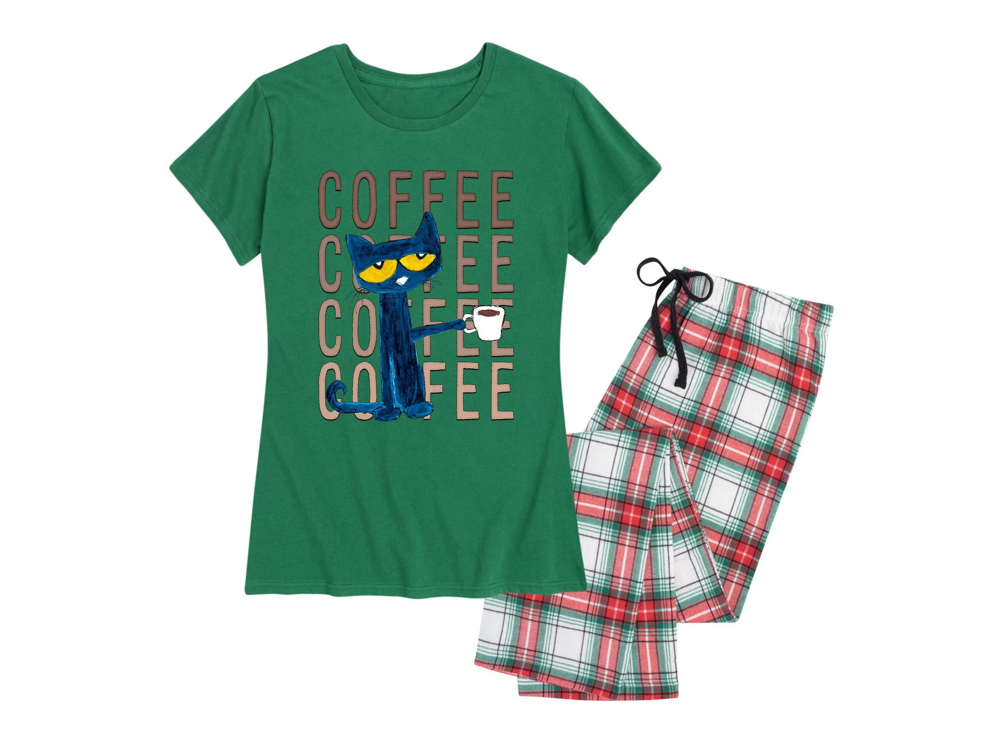 Nap Chat Pete the Cat Pete With Coffee Women's Pajama Set Walmart