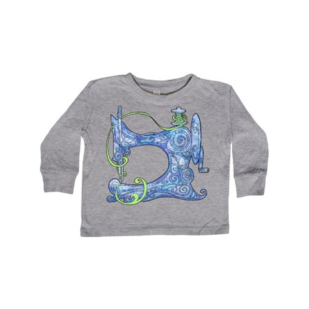 

Inktastic Stylized Vintage Sewing Machine in Blue Gift Toddler Boy or Toddler Girl Long Sleeve T-Shirt