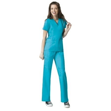 

WonderWink FLEX Women s Scrubs Verity V-Neck Darted Top & Faith Multi-Pocket Cargo Pant Set
