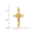 thumbnail image 2 of 14K Yellow Gold Cross Crucifix and St Benedict Pendant Necklace with Chain, 2 of 4