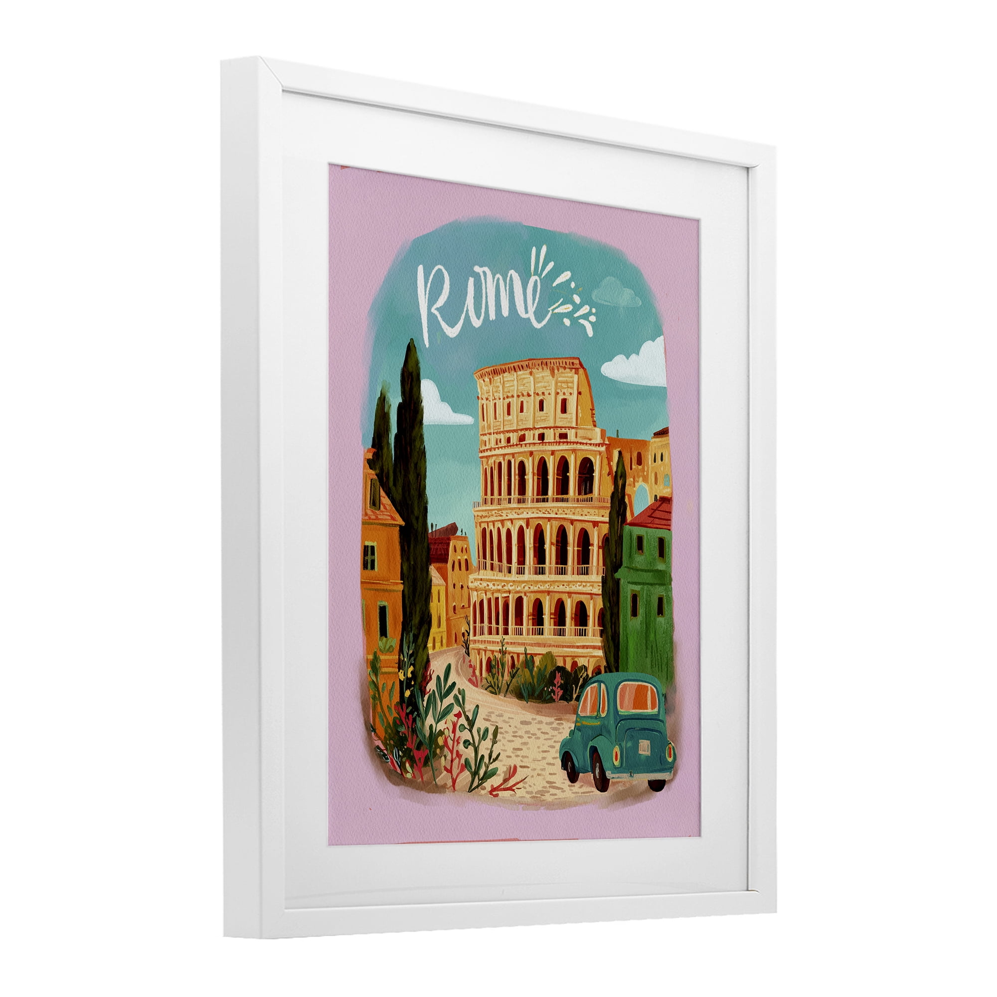 Rome Travel Spot Architecture White Framed Print Under Glass, design by Yen