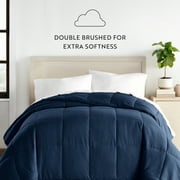 Breathable Cool Comforter All Season Lightweight Down-Alternative Solid Navy Blue for Full/Queen Size Bedding by Comfort Canopy